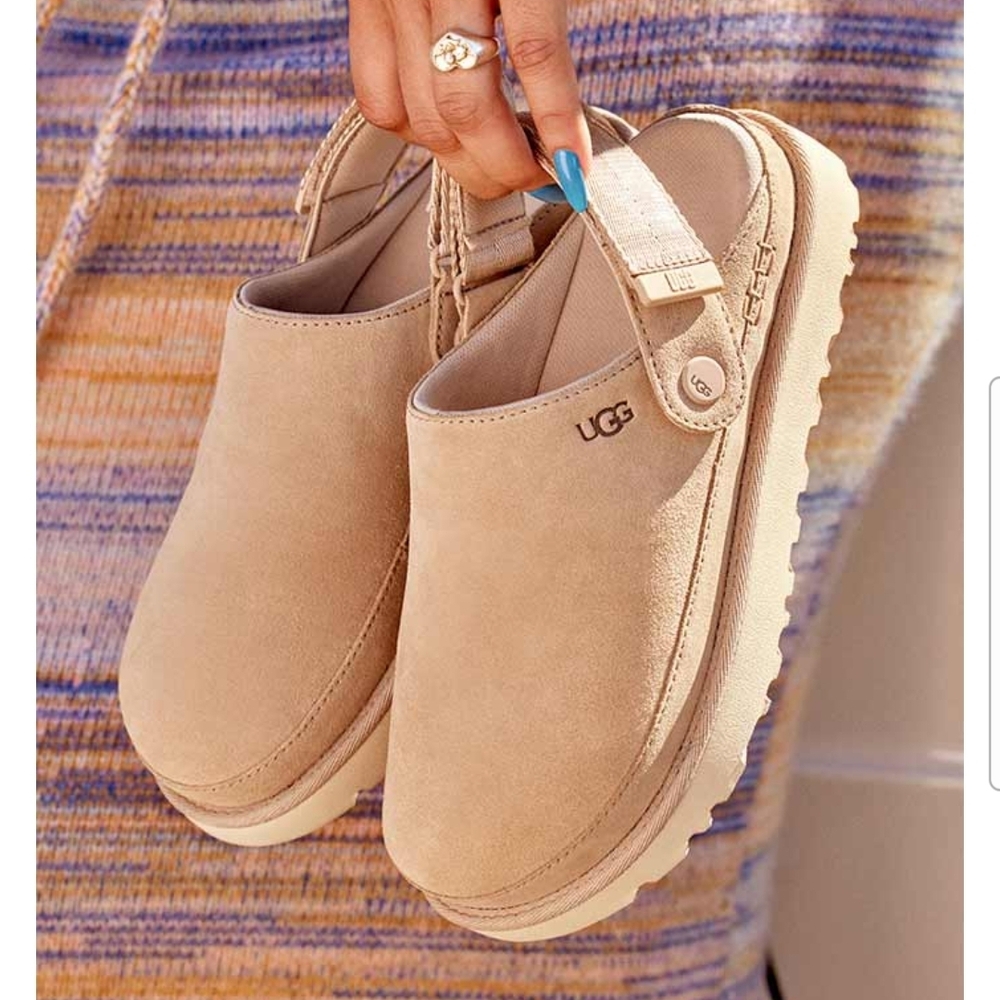 UGG Goldenstar Sand Size 7 Tan Slingback Clogs New In The Box